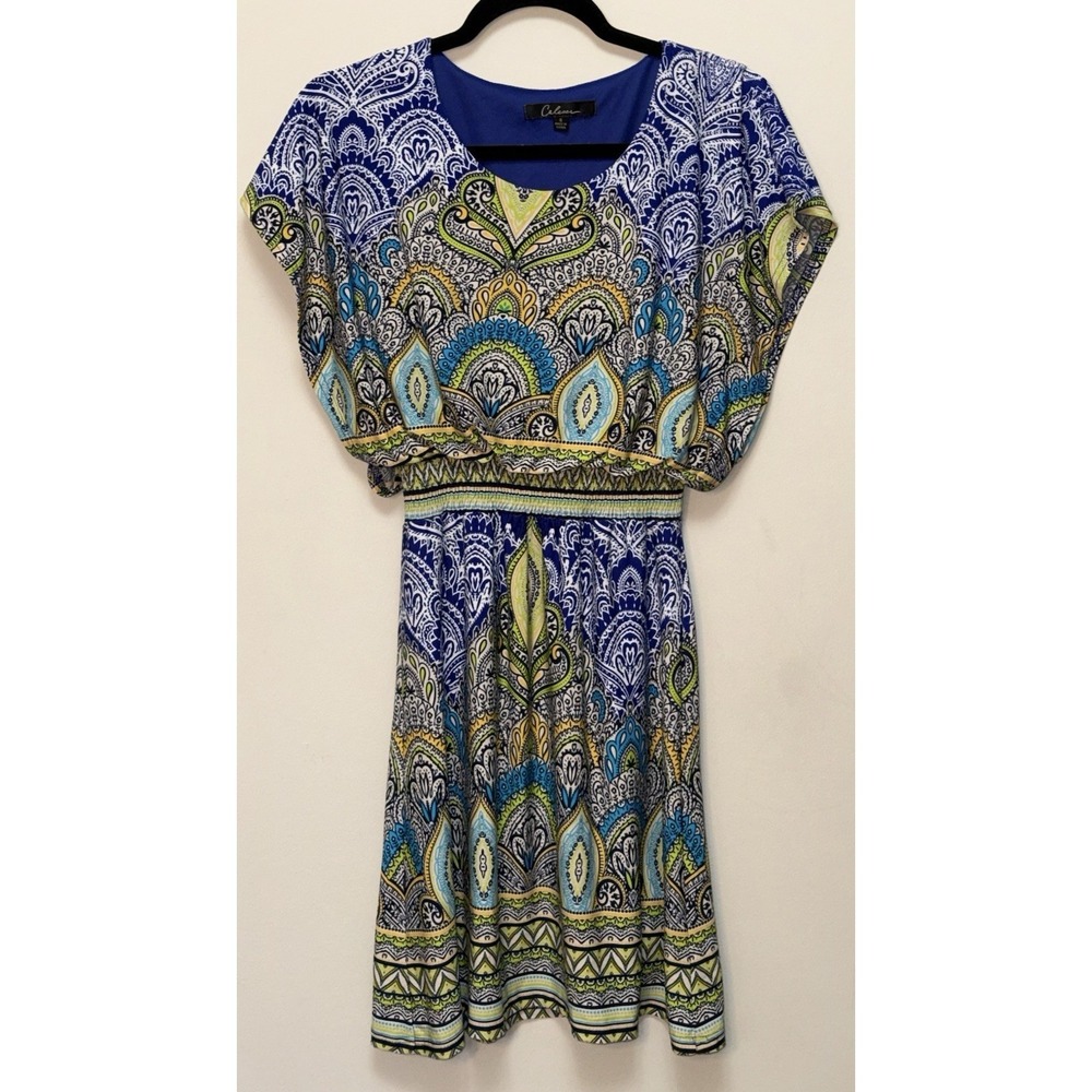 Calessa Women's Small Kimono‎ Sleeve Elastic Waist Spring Summer Dress